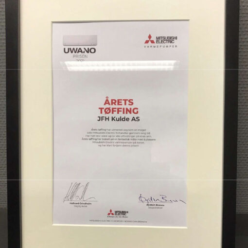 JFH KULDE AS, kåret til ÅRETS TØFFING av Mitsubishi Electric.